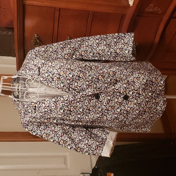 Navy Flowered Blazer - Picture 1 of 5